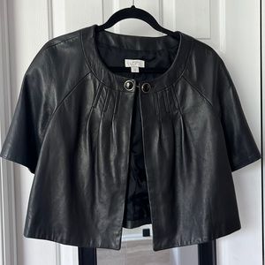 Ann Taylor Loft black leather bolero Jacket, size 10
